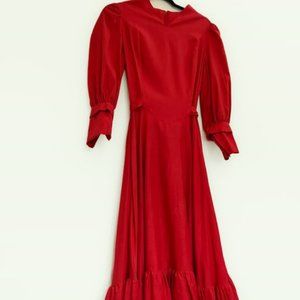 1970s Red Prairie Dress